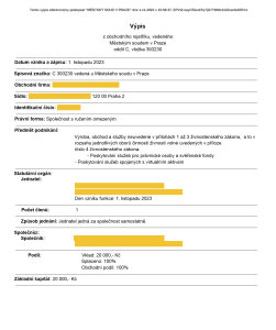 Example of a Czech Republic crypto company certificate